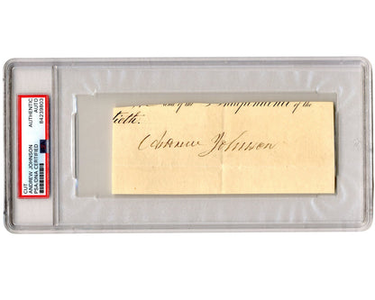 President Andrew Johnson Boldly Signed Cut Autograph, Likely as Pres! PSA Auto