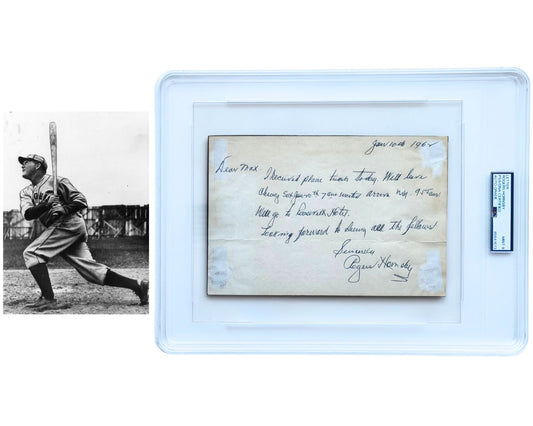 Cardinals Legend Rogers Hornsby Bold Signed Letter on Leaving Chicago PSA Mint 9