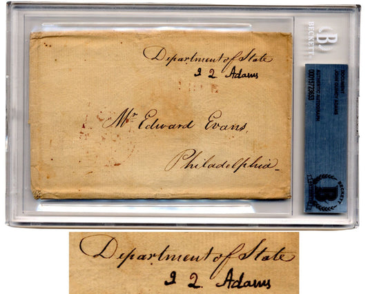 President John Quincy Adams Signed Free Frank BAS Authentication, Bold Auto!