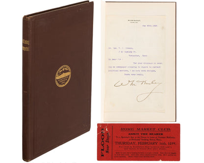 Memorial of William McKinley from Boston w/ Signed Letter & Ticket - Rare!