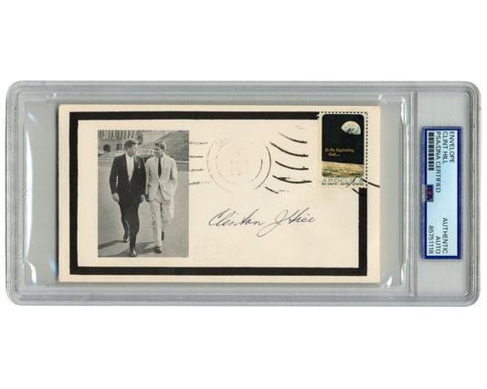 JFK Secret Service Agent Clint Hill Signed Cover w/ Apollo Stamp PSA Auto