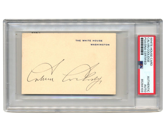 President Calvin Coolidge Signed White House Card PSA