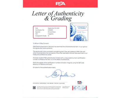 President Richard Nixon Signed Hofstra University Program PSA Gem Mint 10 Auto