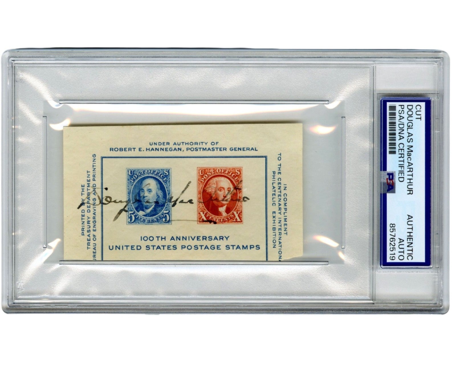 General Douglas MacArthur Signed 100th Anniversary US Postage Stamps PSA Auto