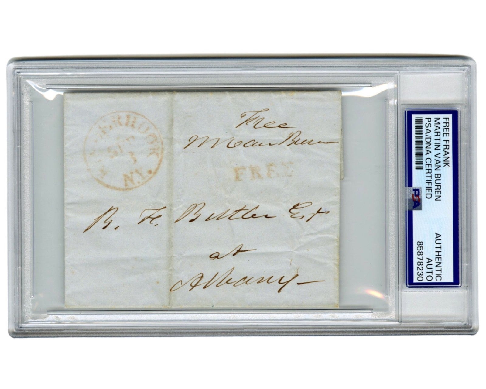 President Martin Van Buren Signed Free Frank to Benjamin Butler! PSA Auto