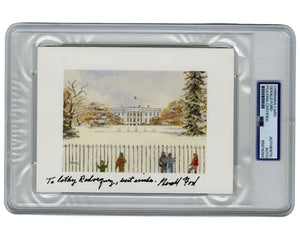 President Gerald Ford Signed White House Christmas Card PSA Auto