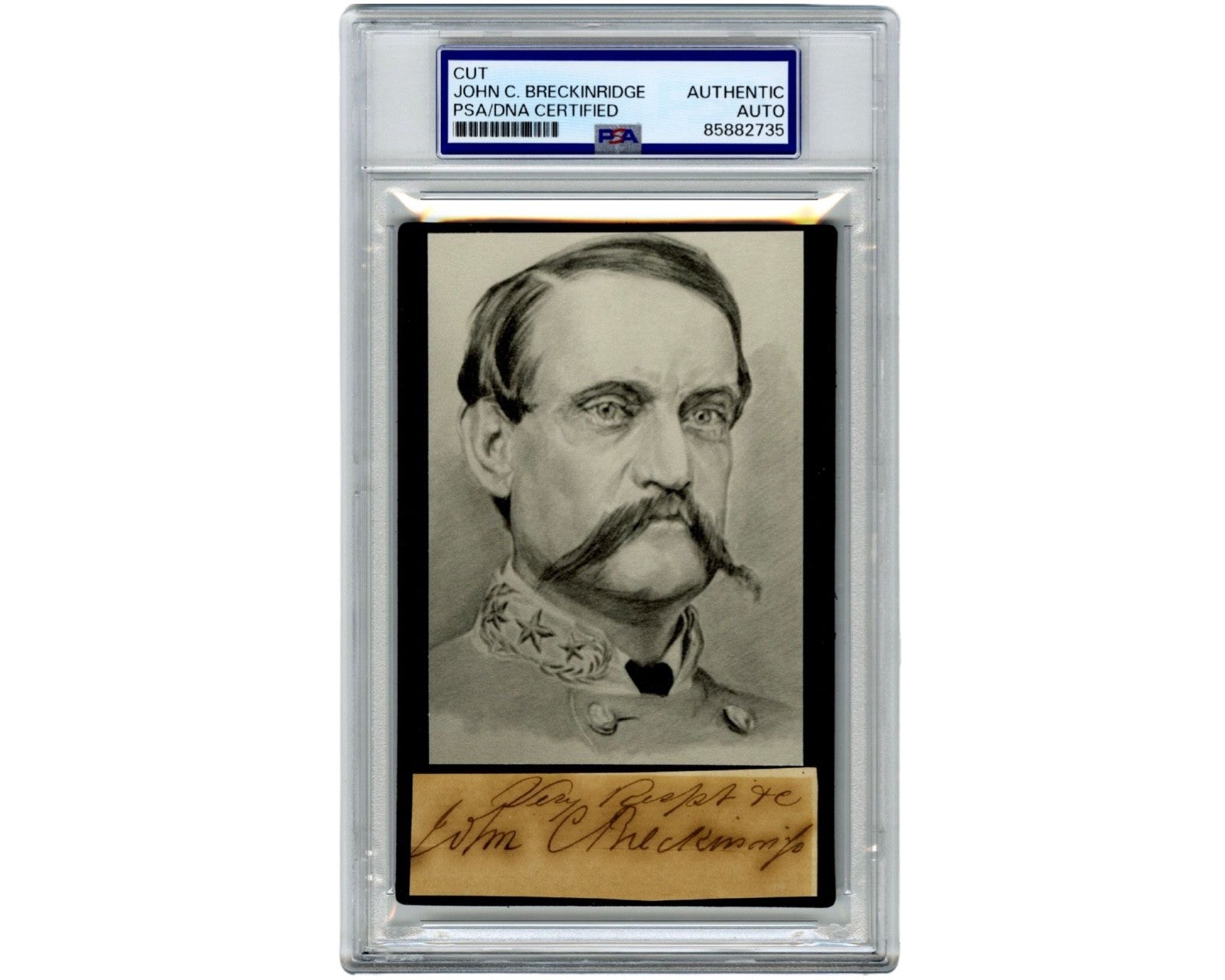 Vice President & Conf. General John C. Breckinridge Signed Cut Display PSA Auto