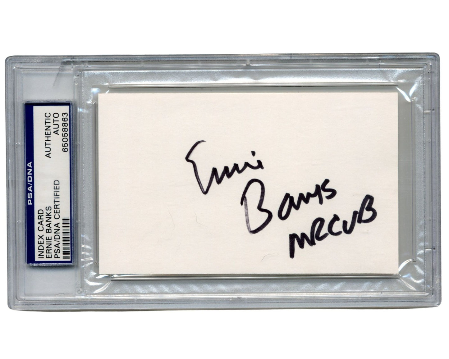 Ernie Banks Signed Index Card Inscribed "Mr. Cub" PSA Auto