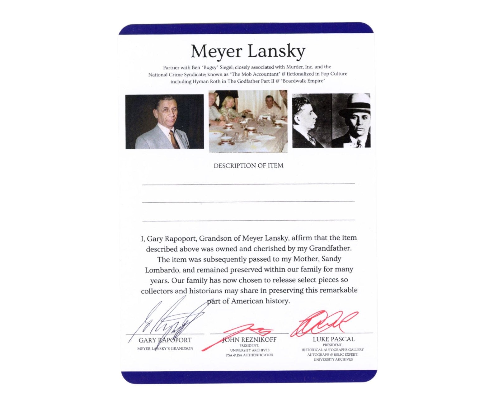 Meyer Lansky's "L" Monogrammed Spoon Ex. Lansky Grandson