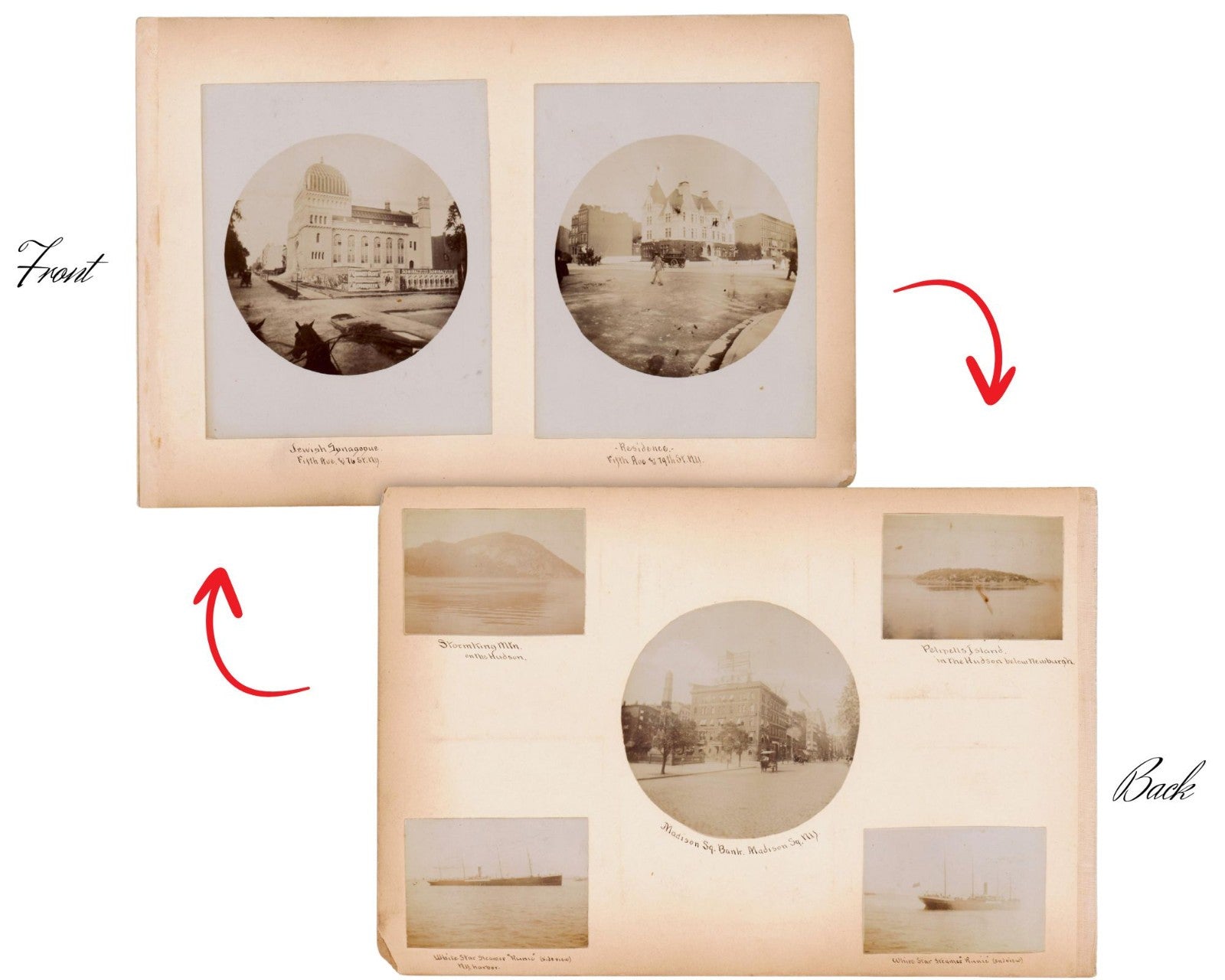 NYC Albumen Photo - NY Stock Exchange, Wall Street, 5th Ave, Washington Sq Arch+