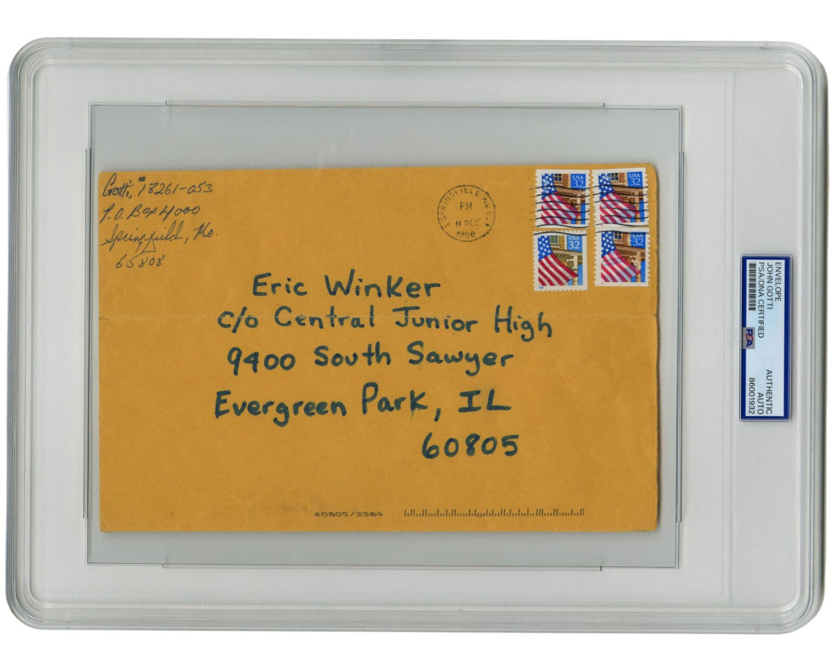 Gangster John Gotti Signed Envelope Sent from Jail Cell! PSA Auto, Gambino Boss