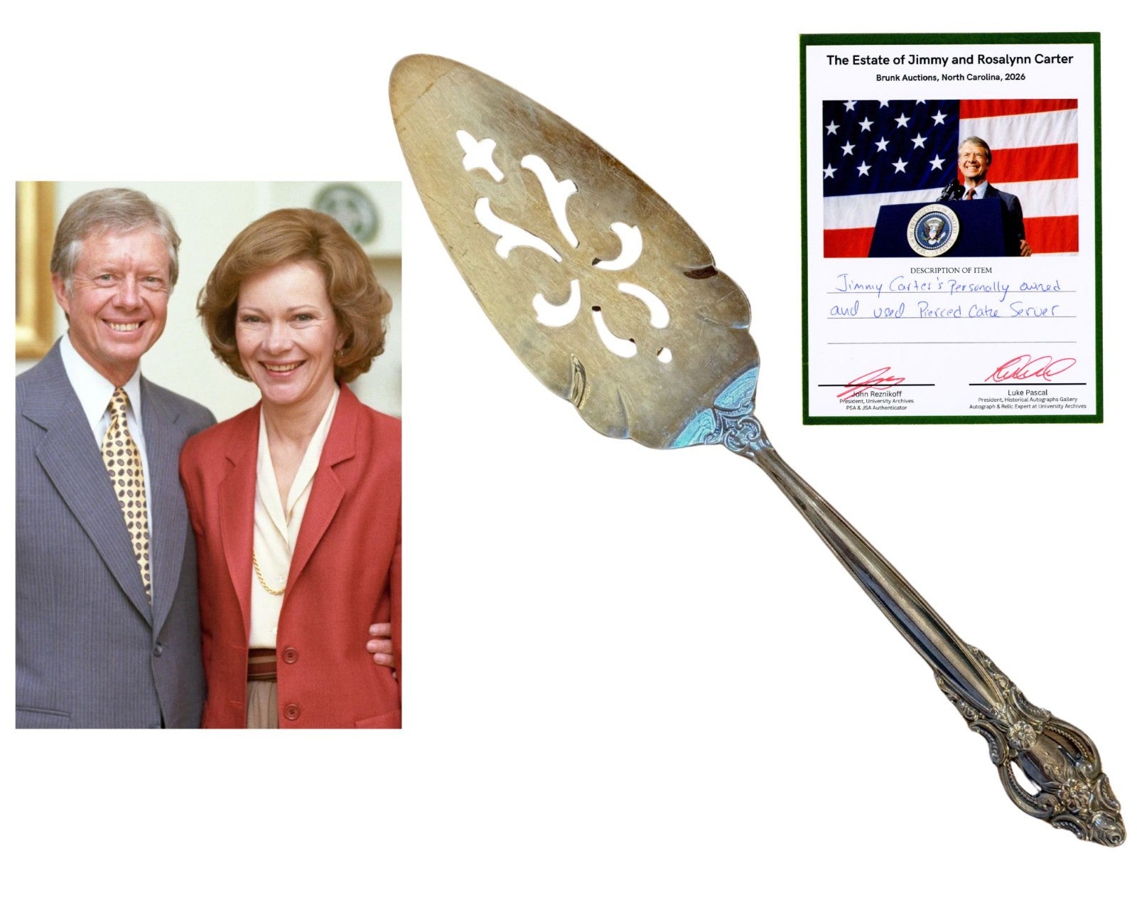 President Jimmy Carter Personally Owned Pierced Cake Server. Ex. Carter Estate
