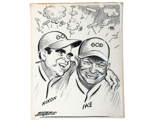 Disney Artist Jerry Costello "Nixon & Ike '60 GOP" Original Political Drawing