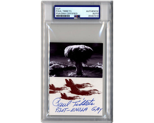 PAUL TIBBETS Signed Hiroshima Atomic Bomb Mushroom Cloud Display PSA Bold Auto