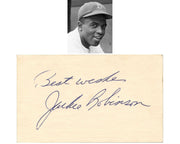 Gorgeous Jackie Robinson Signed Index Card - Large Example! JSA Authentic Auto