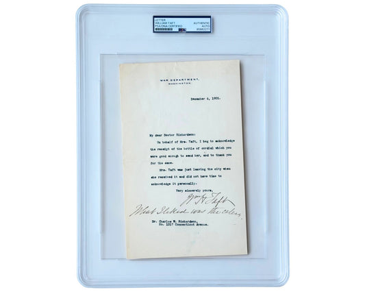 President William Taft "What I liked was the celery" Signed Letter PSA Auto