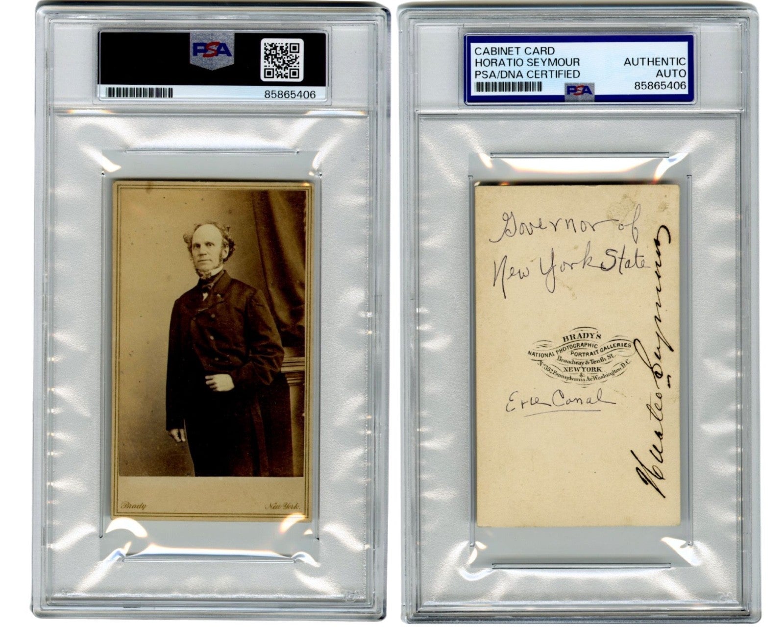 NY Governor Horatio Seymour Signed Mathew Brady CDV PSA