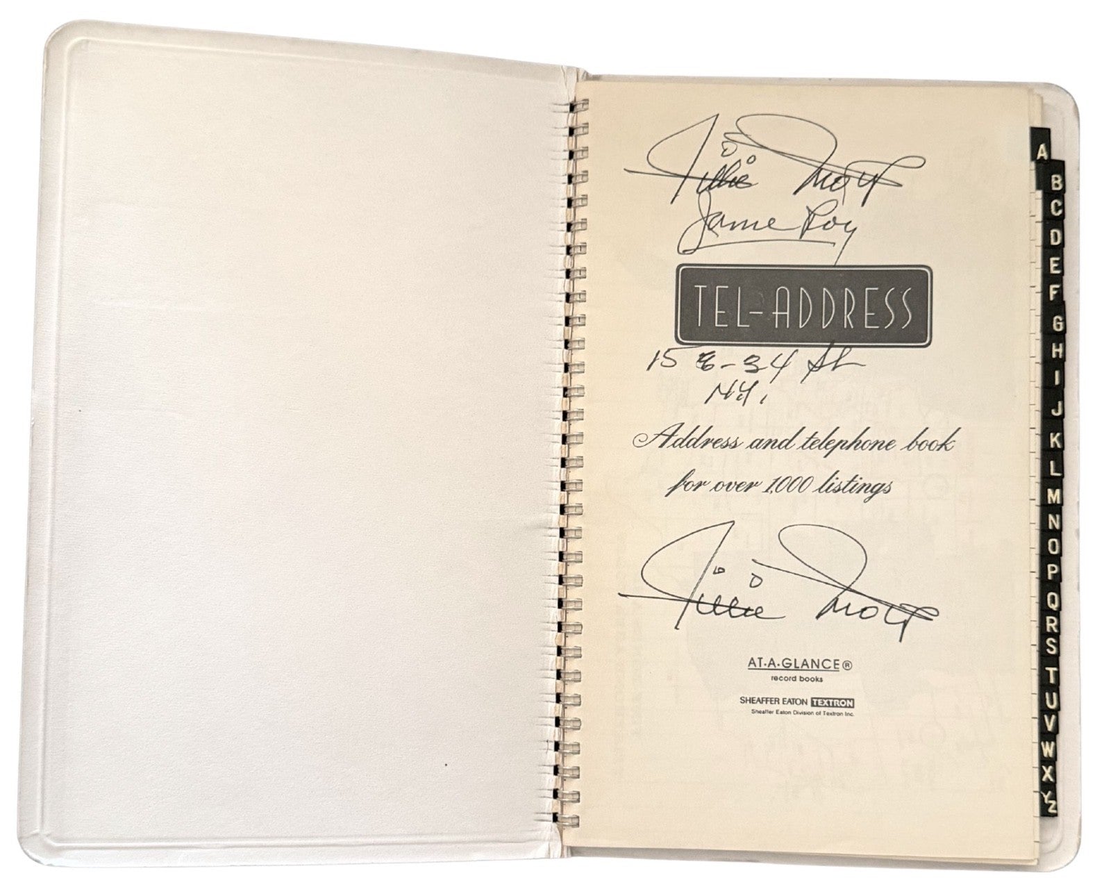 Willie Mays Personally Owned Address Book, Signed 2x! Ex. Mays Estate