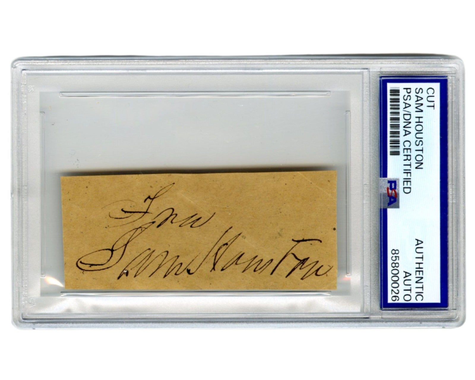 Bold Sam Houston Signed Free Frank Cut First President of Texas! PSA Auto