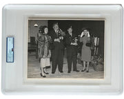 Stan Laurel Signed "Saps at Sea" Lobby Card w/ Hardy Photograph PSA Auto - Rare!