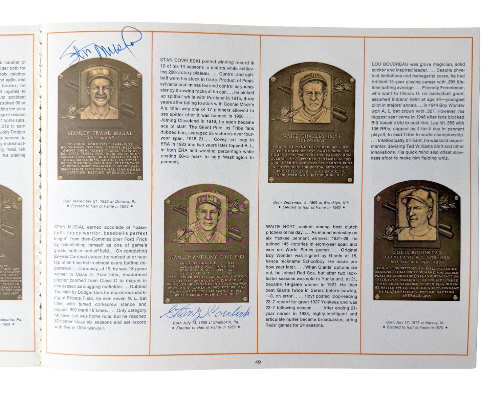Baseball HOF Multi Signed Program: Satchel Paige, Grimes, Musial & 20 More! JSA