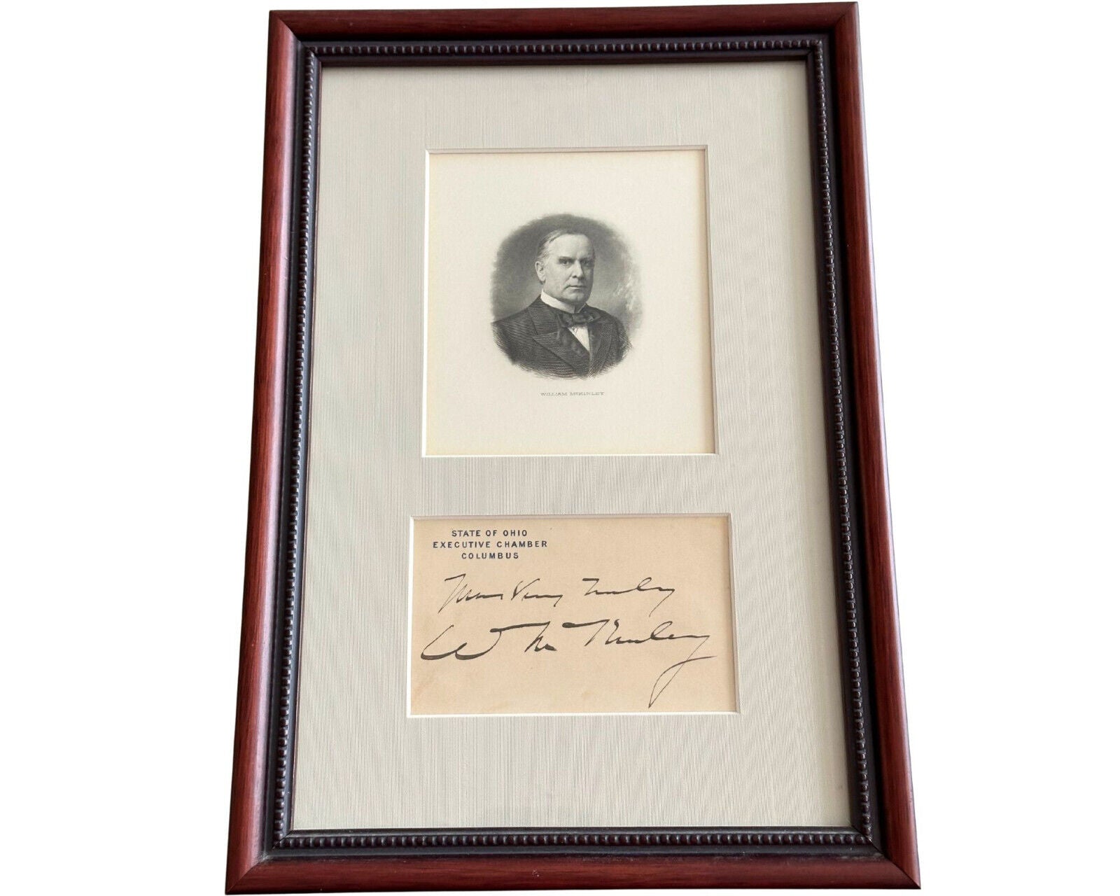President William McKinley Boldly Signed & Framed Display - Gorgeous!