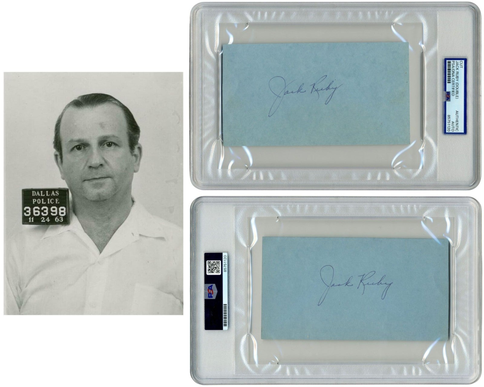 Unique Jack Ruby Twice Signed Cut Autograph - JFK Assassin Shooter PSA Auto