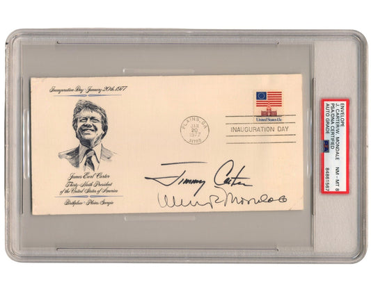 President Jimmy Carter & Vice Pres. Walter Mondale Signed Inaugural FDC PSA 8