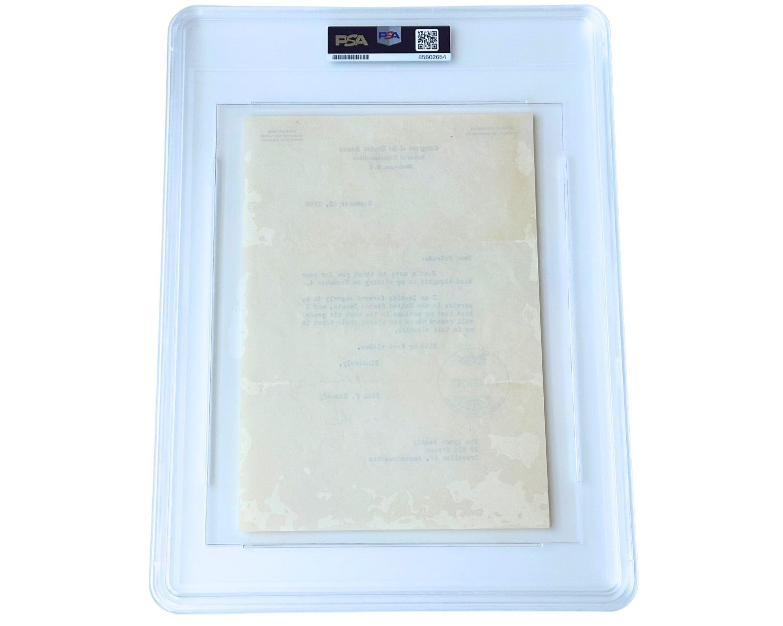 President John F. Kennedy Signed Letter Flown to Intl. Space Station! PSA Auto