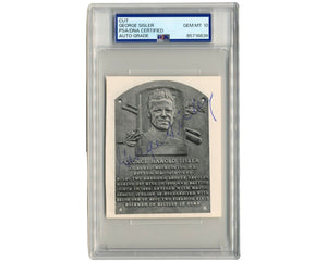 HOFer George Sisler Hall of Fame Plaque Cut Signature PSA Gem Mint 10 Auto