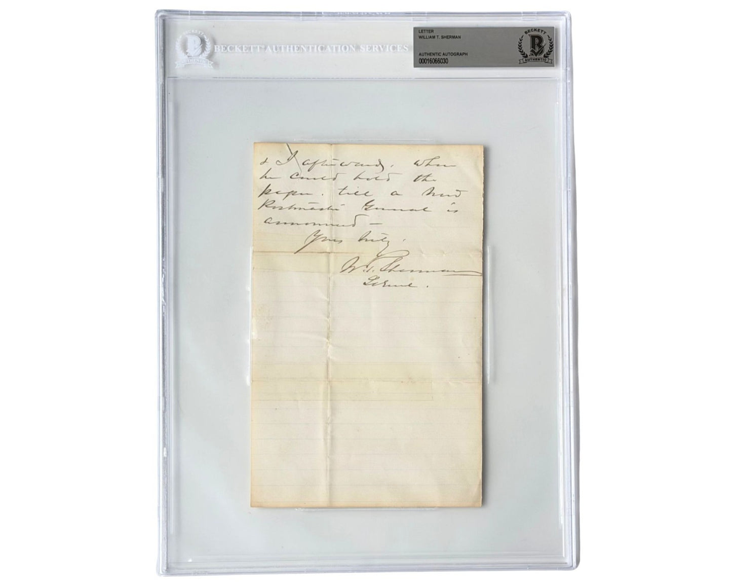 Civil War Union General W.T. Sherman Signed Letter to Gen Thomas Wood! BAS Auto