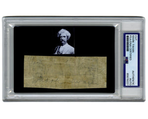 Iconic Author  Samuel Clemens Signed Cut as "Mark Twain" PSA Auto