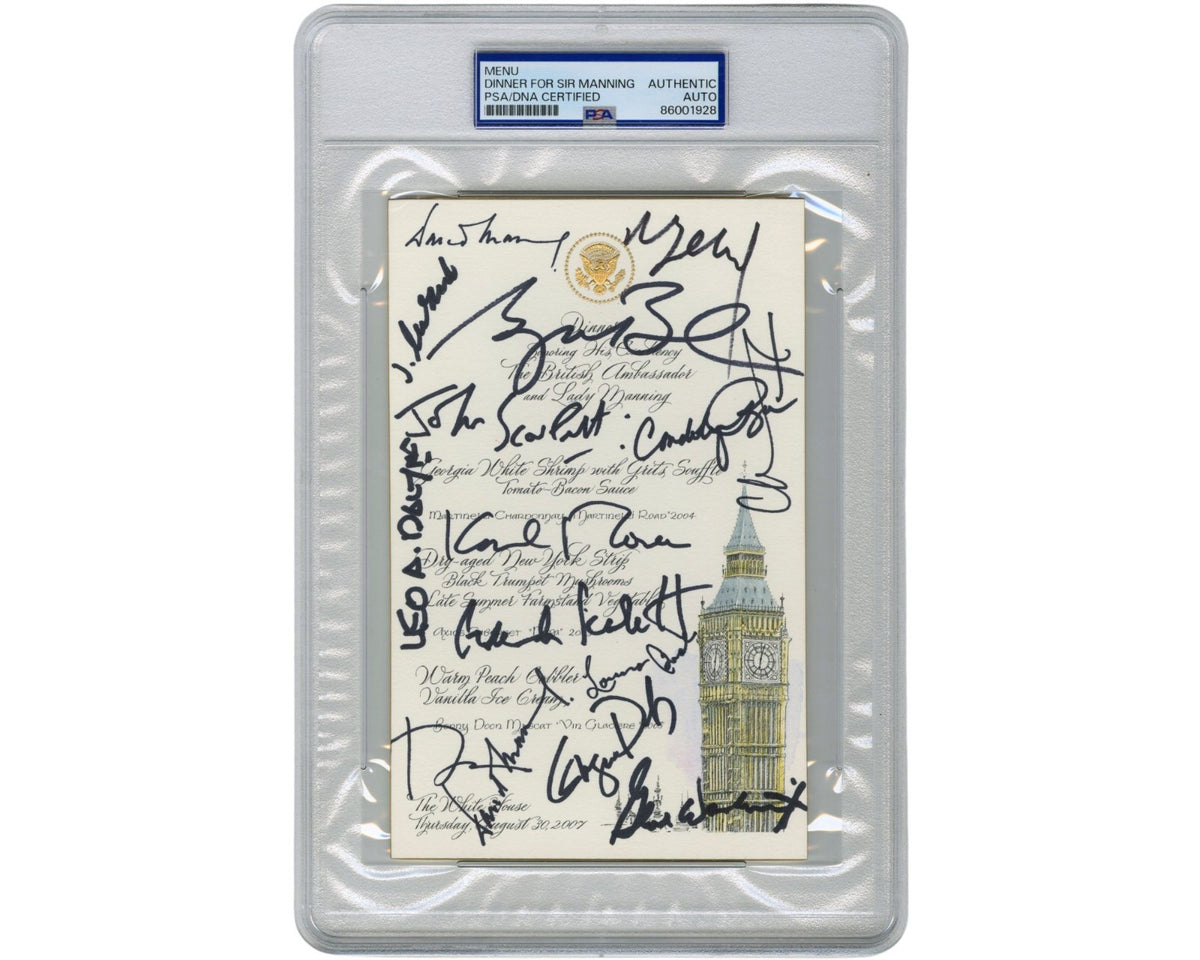 George W. & Laura Bush, Condoleezza Rice, Karl Rove + 11 Signed W.H. Menu PSA