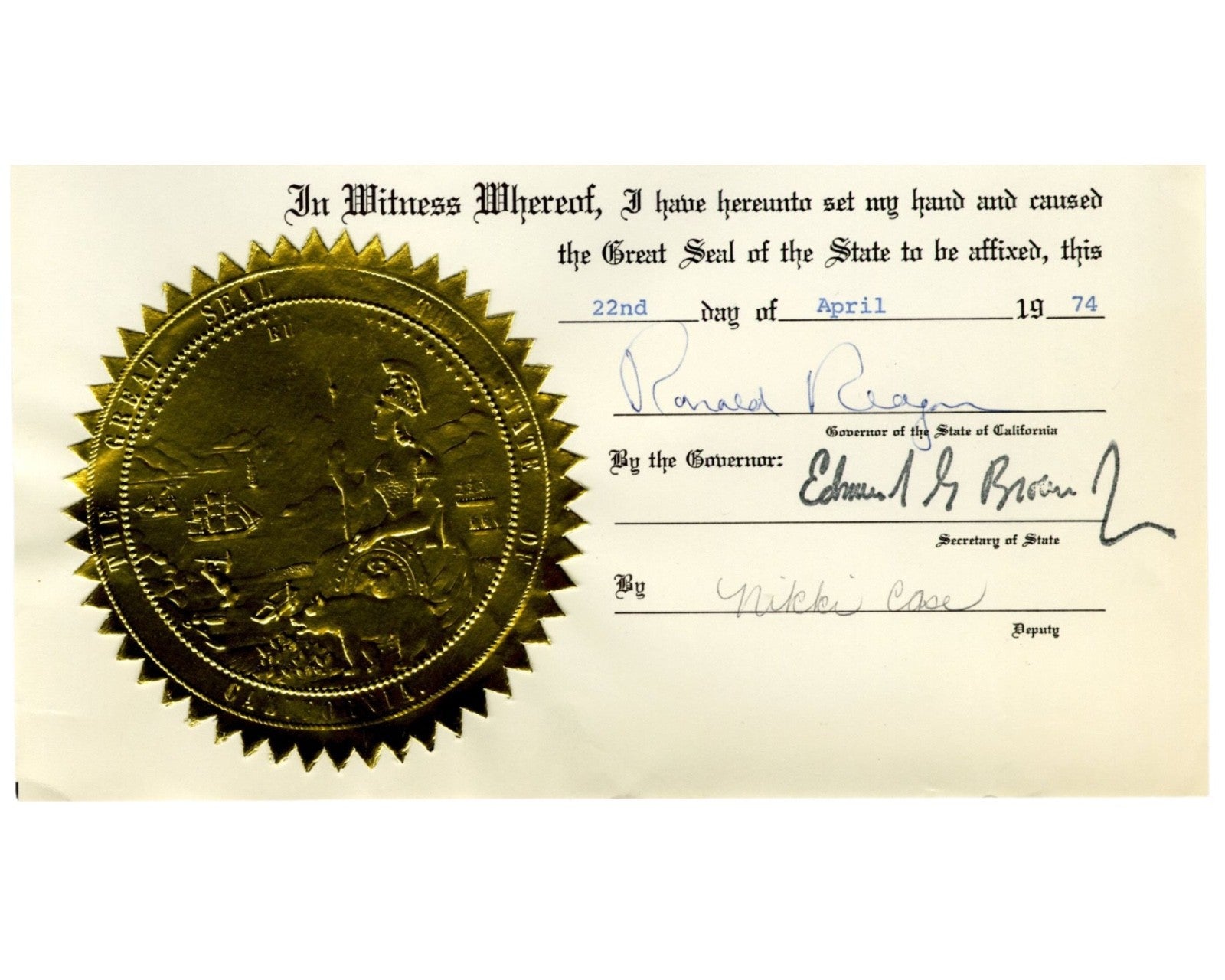 Ronald Reagan Signed Requisition Document as Governor for a Nevada Forger!