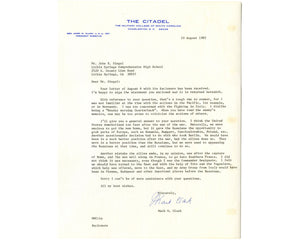 General Mark Clark WWII Strategic Retrospective Letter! Best We Have Seen! PSA