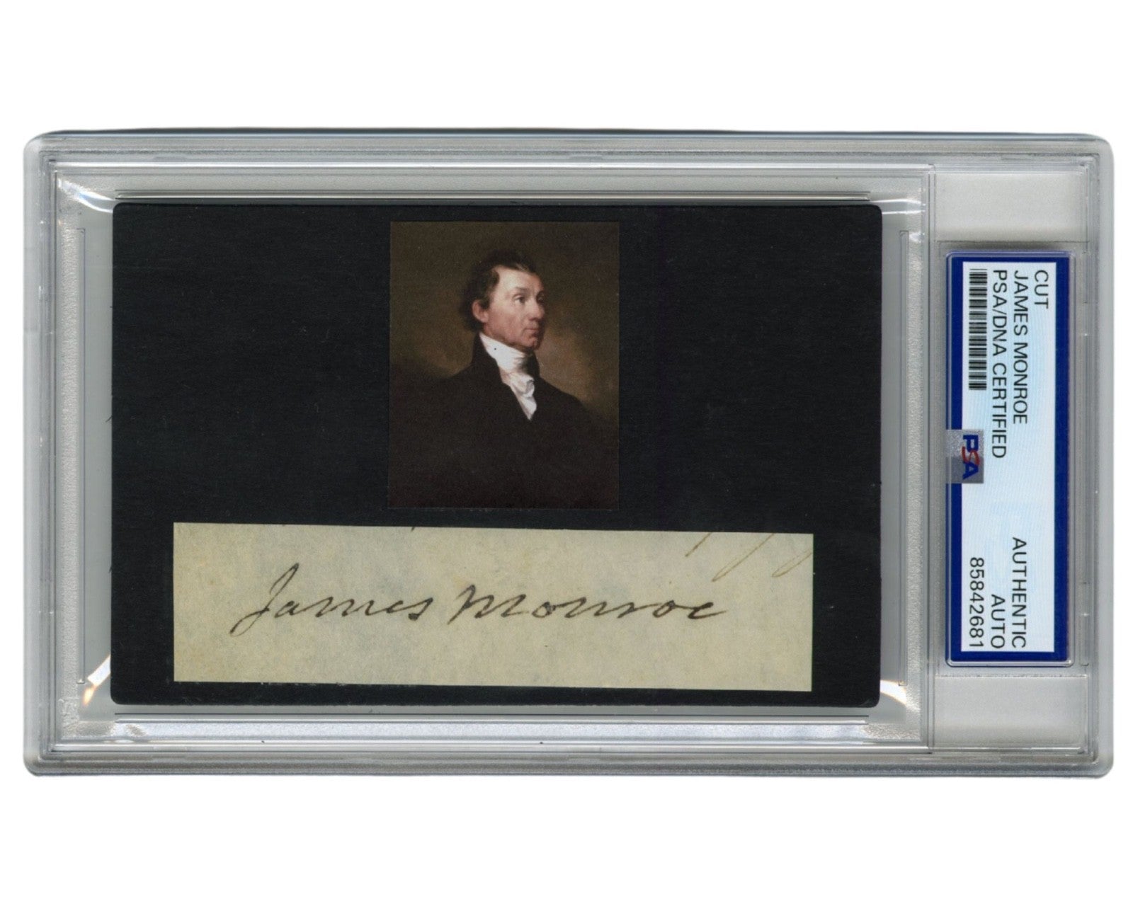 President James Monroe Signed Cut Display PSA Auto - Gorgeous, Bold Example!