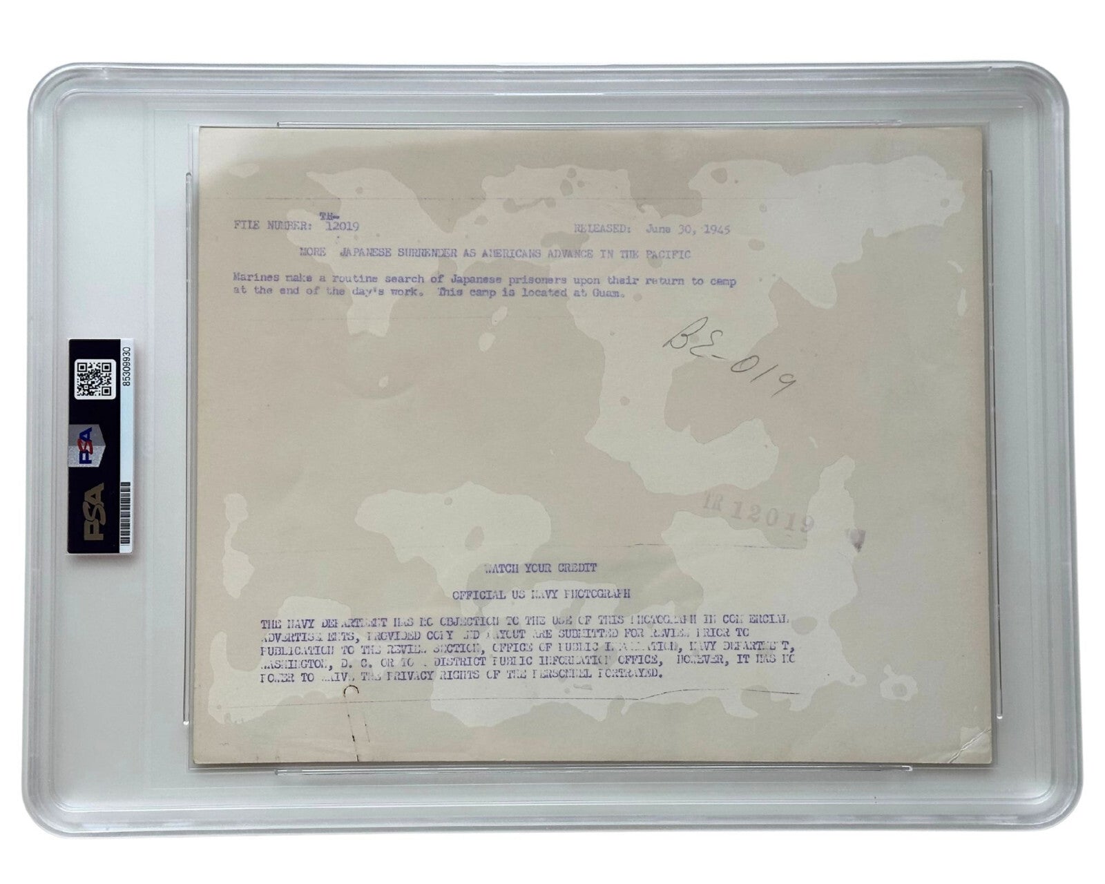 WWII: Japanese POW's Surrender to US on Guam PSA Type 1 Iconic Photograph