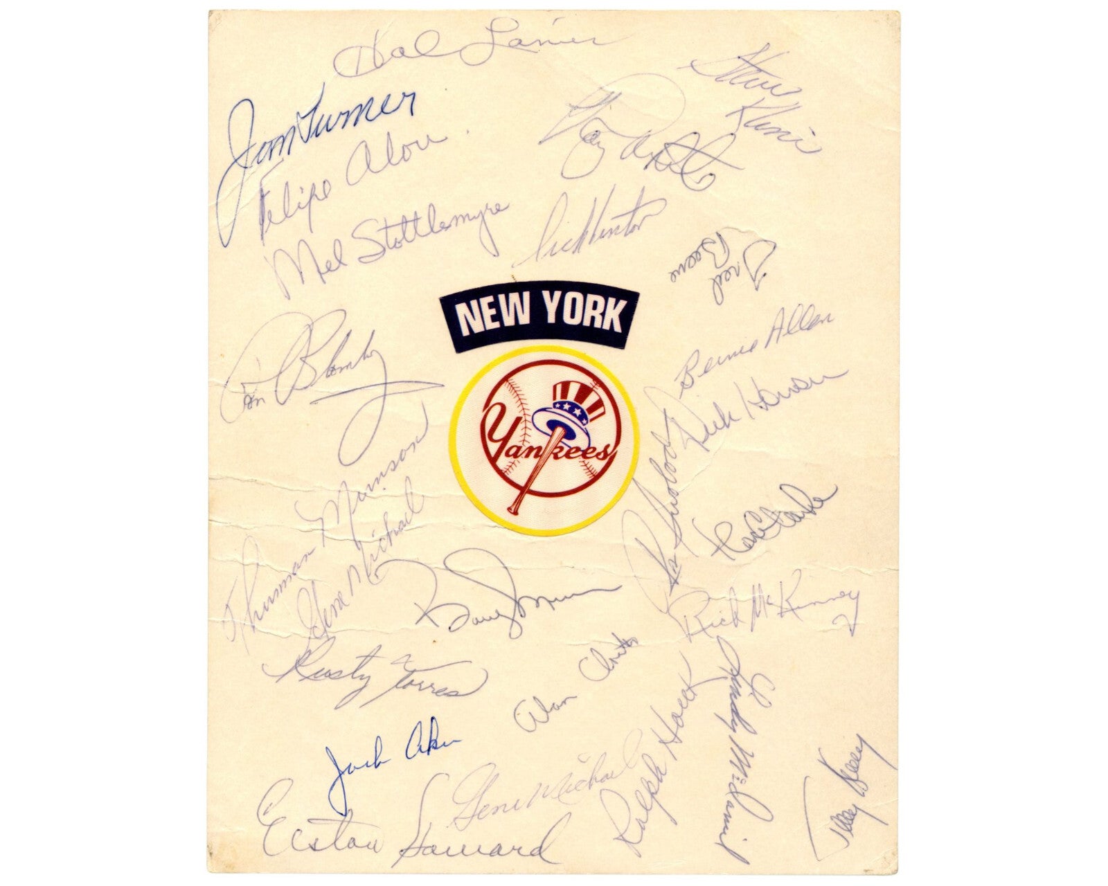 Thurman Munson, Elston Howard & 1972 Yankees Signed Placard! 25 Sigs! JSA Auto!