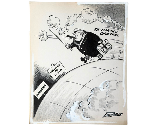 Disney Artist Jerry Costello Winston Churchill Original Political Drawing