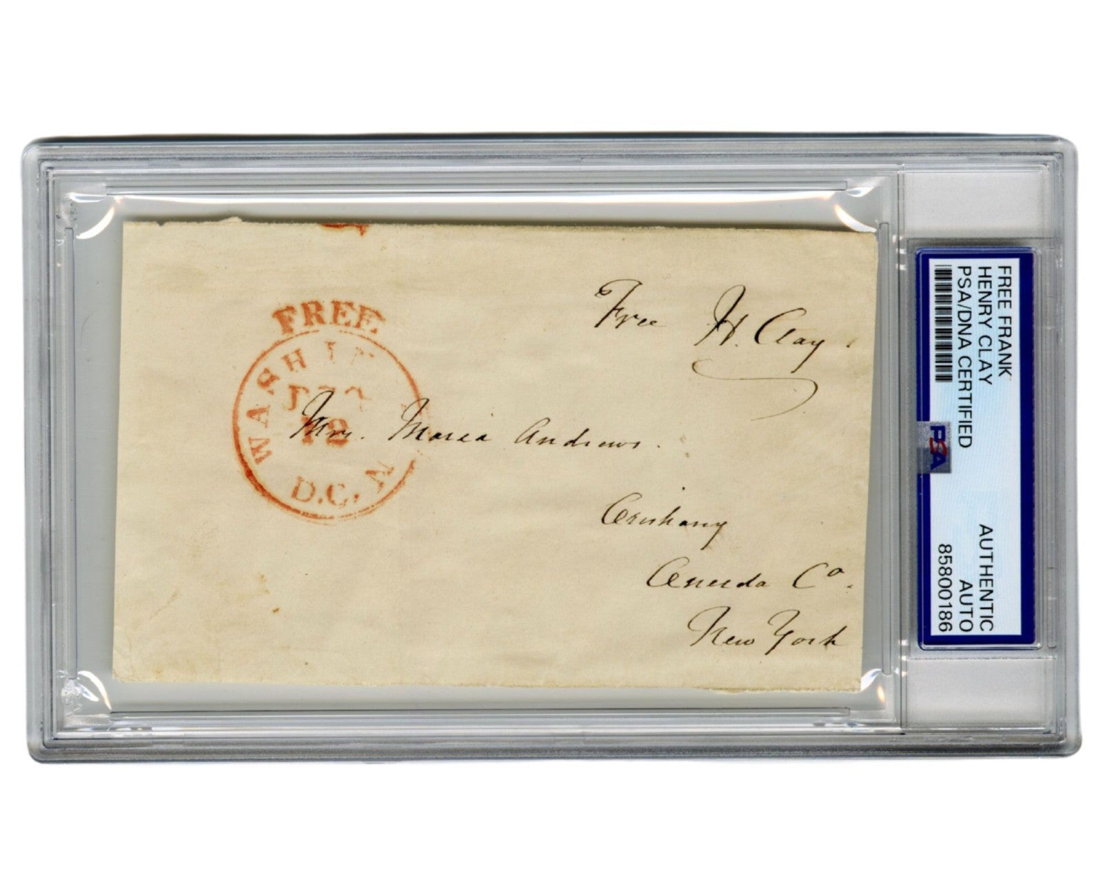 Sec. of State & Statesman Henry Clay Boldly Signed Free Frank PSA Auto