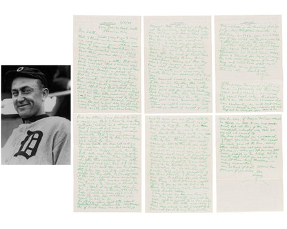 Ty Cobb Twice Signed 6 Page Handwritten Letter PSA & Beckett BAS Auto
