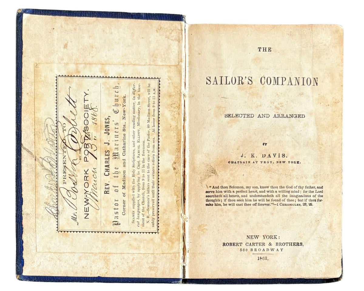Boston Corbett's "Sailors Companion" Prayer Book, Presented in 1868! Fantastic!