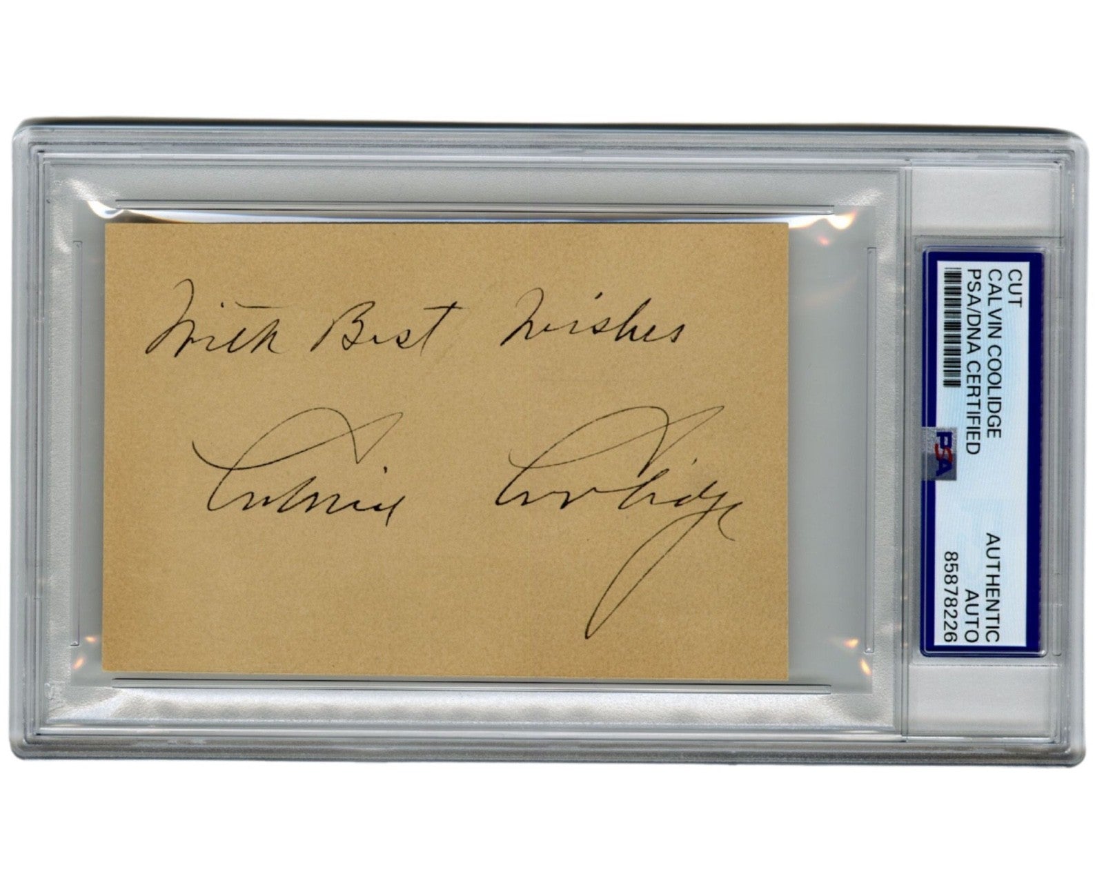 President Calvin Coolidge Signed Cut w/ Large Signature! PSA Auto