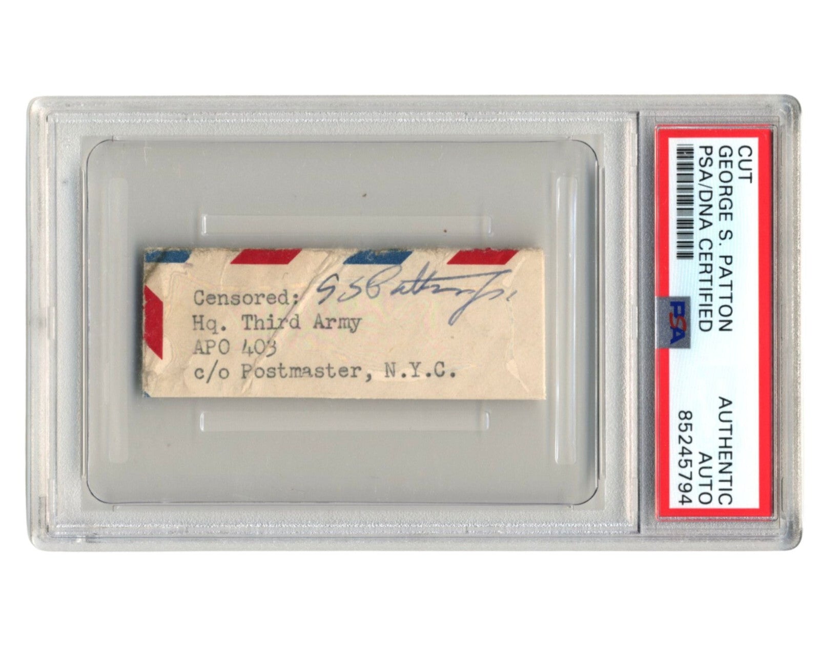 General George S. Patton Signed WWII Envelope Cut PSA Autograph