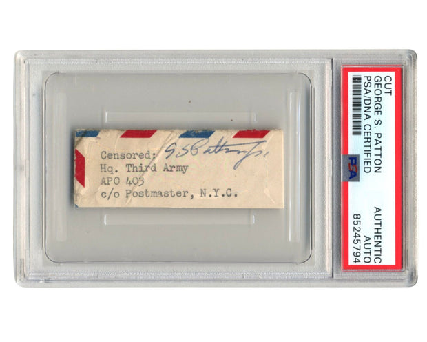 General George S. Patton Signed WWII Envelope Cut PSA Autograph – H.A.G.