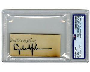 President Lyndon Johnson Signed Cut PSA w/ Best Wishes Inscription! Dark Auto!