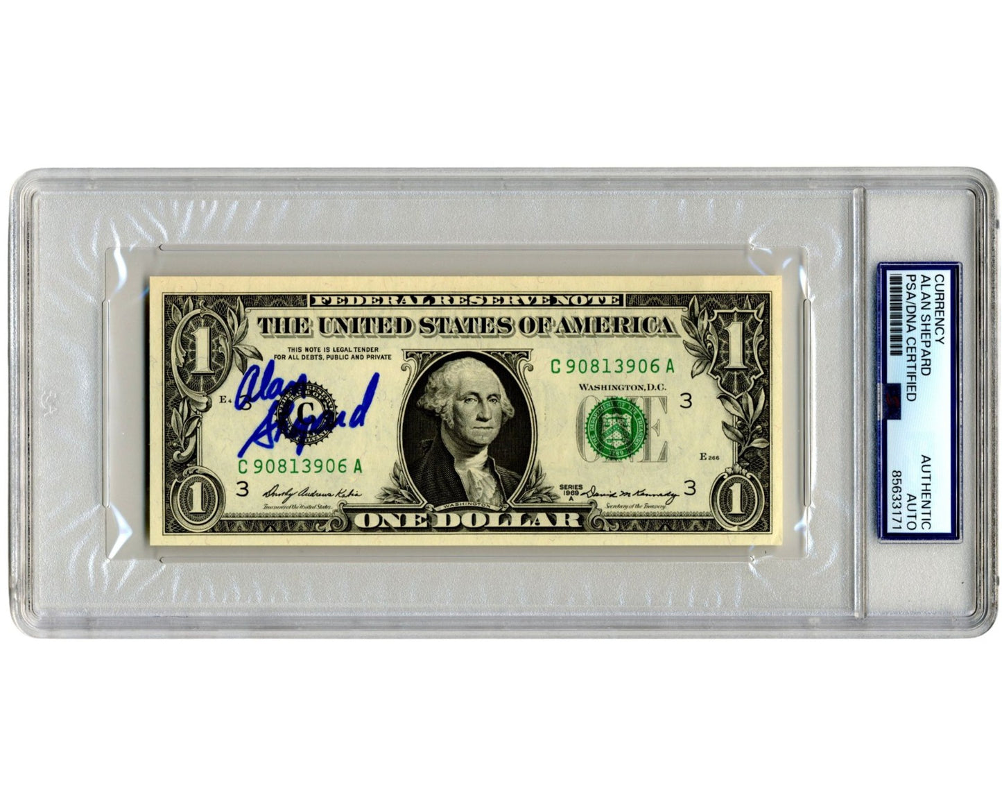 Mercury 7, Apollo Astronaut Alan Shepard Signed Currency $1 Dollar Bill PSA Auto