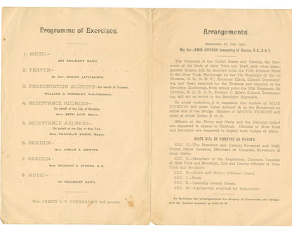 Brooklyn Bridge Opening Ceremonies Program - Rare Relic from the Opening!
