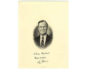 President George H.W. Bush Signed 9 x 12 Presidential Engraving PSA