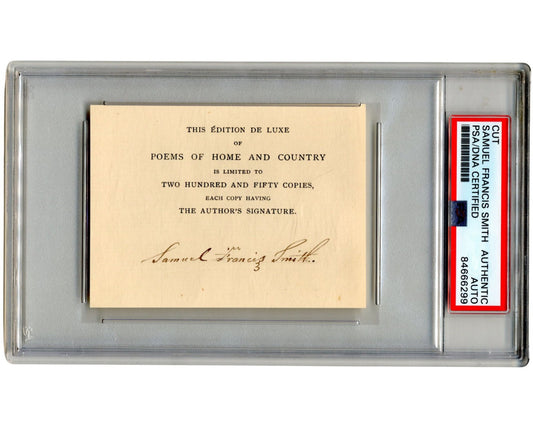 Iconic American Songwriter Samuel Francis Smith Signed Cut PSA Auto